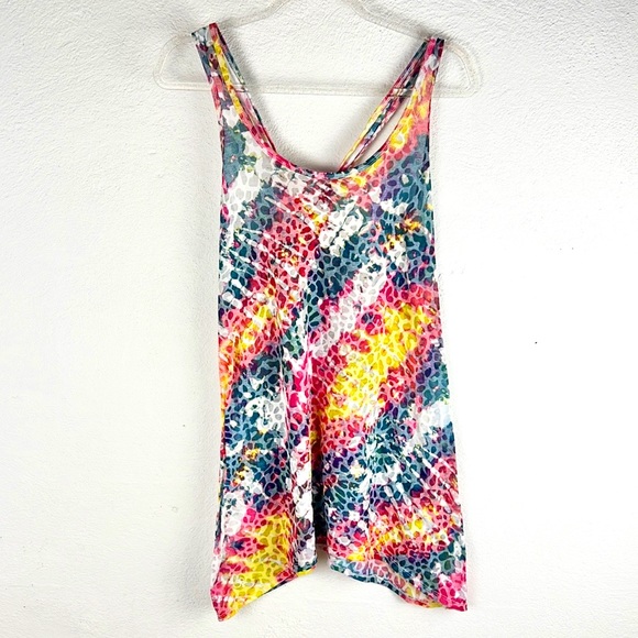 OP |🌈🐆Rainbow Cheetah Print Knotted Racerback Long Tank Top - Picture 6 of 12